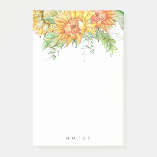 Persoonlijke zonnebloem Floral Boho Notes (Voorkant)