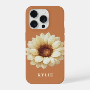 Persoonlijke Zonnebloem Naam Terra Cotta Phonehoes iPhone 15 Pro Hoesje