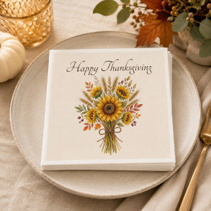 Persoonlijke zonnebloembloemstuk voor Thanksgiving Servet