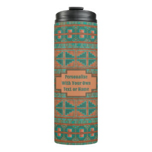 Persoonlijke Zuidwest Teal Koperen Geometrische Pr Thermosbeker
