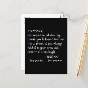Persoonlijke Zusters Aan mijn zus, ik hou van jou Briefkaart
