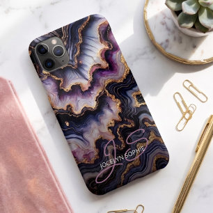 Persoonlijke Zwarte Blauwe Paarse Gouden Marmer Ku iPhone 11 Pro Max Hoesje