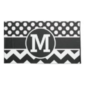Persoonlijke zwarte Chevron Polka Dots Kussensloop (Achterkant)