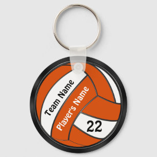 Persoonlijke Zwarte en Oranje Volleybal Sleutelhan Sleutelhanger