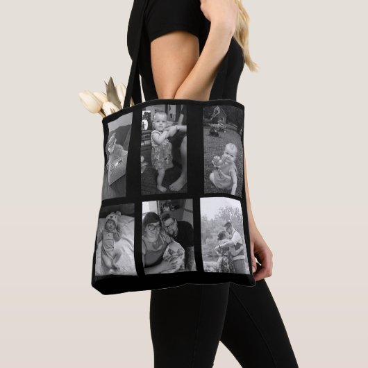 Persoonlijke zwarte en witte foto-Canvas tas (Dichtbij)