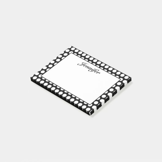 Persoonlijke zwarte en witte poolpunten post-it® notes (Schuin)