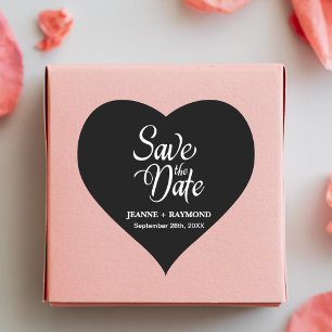 Persoonlijke Zwarte en Witte Trouw Save The Date Hart Sticker