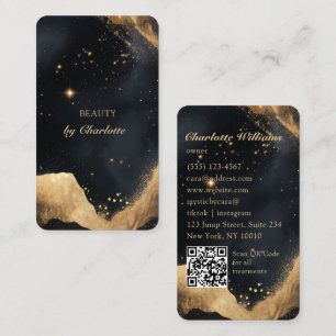Persoonlijke Zwarte & Gouden Galaxy QR Code Visitekaartje