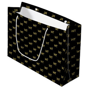 Persoonlijke Zwarte Gouden Initiaal Logo Groot Cadeauzakje
