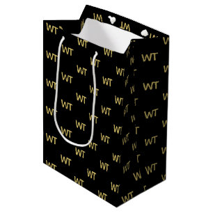 Persoonlijke Zwarte Gouden Initialen Logo Medium Cadeauzakje