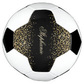 Persoonlijke Zwarte Gouden Luipaardprint Glitter M Voetbal (Gedraaid)