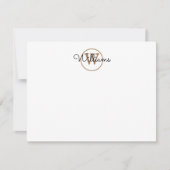 Persoonlijke Zwarte Gouden Monogram Script Naam Notitiekaartje (Voorkant)