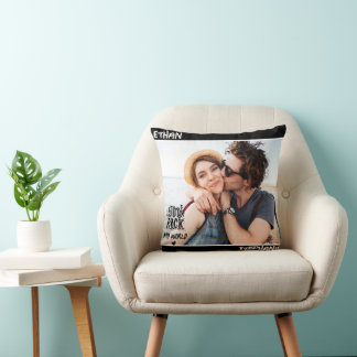Persoonlijke Zwarte Grunge You Rock My World Foto Kussen