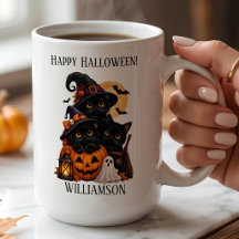 Persoonlijke Zwarte Kat Halloween met Pompoenen