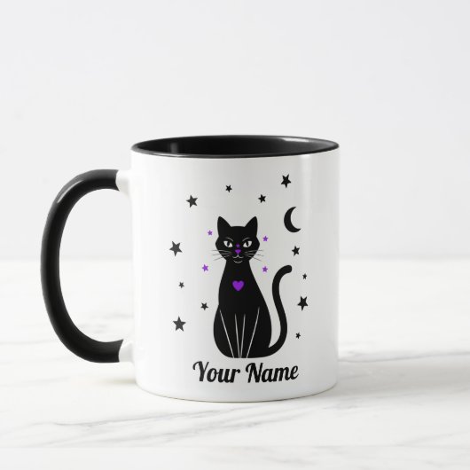 Persoonlijke zwarte kat mok (Links)