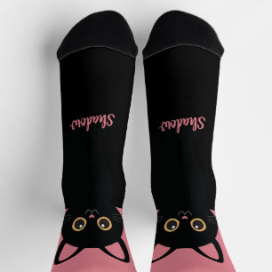Persoonlijke Zwarte Katten Sokken - Cadeau voor Ka