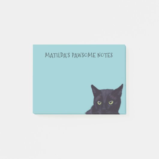 Persoonlijke zwarte kattennaam Pawsome Post-it Not Post-it® Notes (Voorkant)