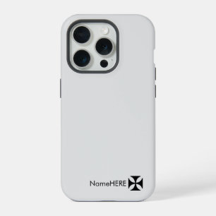 Persoonlijke Zwarte Kruis Pattee Kunst, Lichtgrijs iPhone 15 Pro Hoesje