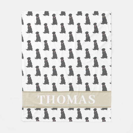 Persoonlijke Zwarte Lab Labrador Roze & Wit Fleece Deken (Voorkant)