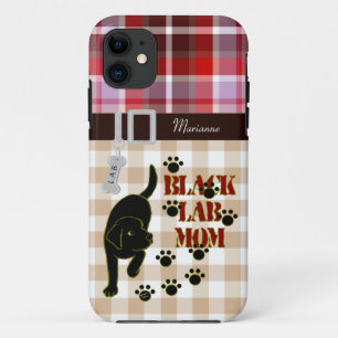Persoonlijke Zwarte Lab Moeder Plaid & Gingham iPhone 11 Hoesje