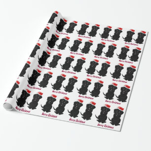 Persoonlijke Zwarte Labrador Kerstmis Cadeaupapier