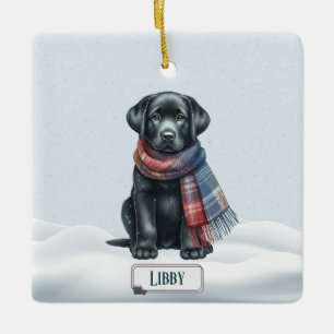 Persoonlijke Zwarte Labrador Retriever Versiering Keramisch Ornament