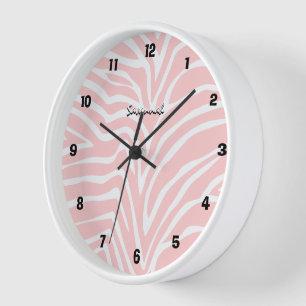 Persoonlijke Zwarte Roze Zebra Kleur Muurklok