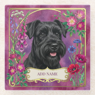 Persoonlijke Zwarte Schnauzer Roze Onderzetter