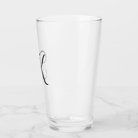 Persoonlijke Zwarte Script Drinkbeker met Monogram Glas (Links)
