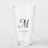 Persoonlijke zwarte tekenmonogram glas (Voorkant)