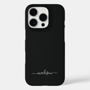 Persoonlijke zwarte telefoonhoes met eigen naam iPhone 16 pro hoesje