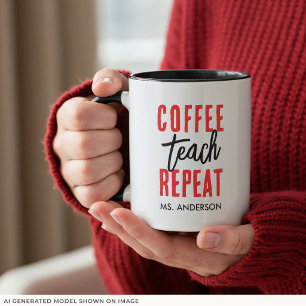 Persoonlijke Zwarte Typografie Koffie Leraren Mok