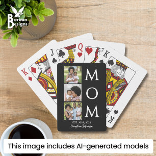 Persoonlijke Zwarte Witte 3 Foto Moeder Gewordt Pokerkaarten