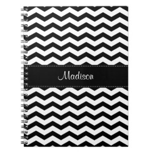 Persoonlijke zwarte witte Chevron spiral-laptop Notitieboek