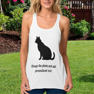 Persoonlijke Zwarte Witte Kat Moeder Familie Huisd Tanktop