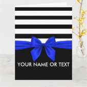 Persoonlijke Zwarte,Witte Strepen Festive Blauwe S Kaart (Gele Bloem)