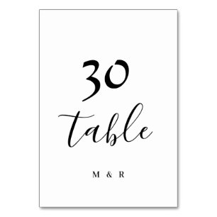 Persoonlijke zwarte & witte tafelkaart nummer 30 kaart