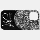 Persoonlijke zwarte zilver Glitter Sparkle Name Case-Mate iPhone Case (Achterkant (horizontaal))