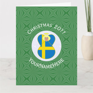 Persoonlijke Zweedse engel kerst vlag Kaart