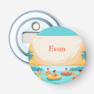 Persoonlijke Zwembad Floats voor een Pool Party Button Flesopener