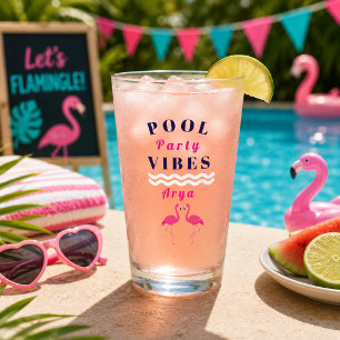 Persoonlijke zwembadfeeststemming Flamingo drinkgl Glas