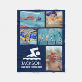 Persoonlijke zwemfoto-Collage-zwemnaam Fleece Deken (Voorkant)