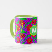 Persoonsbeker | Elegante rozen monogram beginlette Mok (Voorkant links)