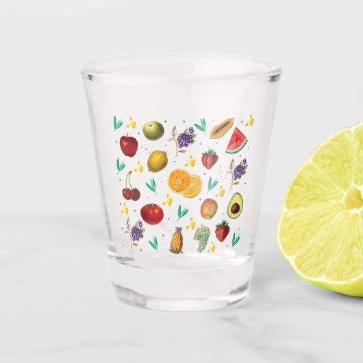 Persoonsbenaming tropische groenten en fruit shot glas (Voorkant)