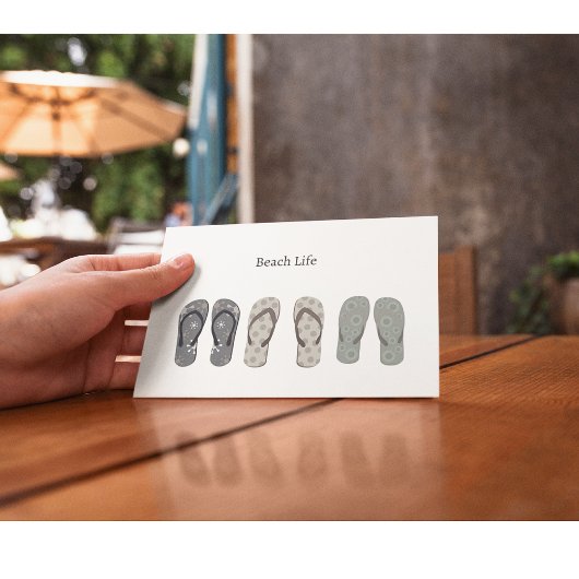 Persoonsduur, teenslippers briefkaart