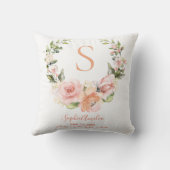 Persoonsgegevens Perzikkoraal Roos Floral met hoof Kussen (Achterkant)