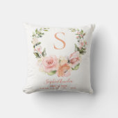 Persoonsgegevens Perzikkoraal Roos Floral met hoof Kussen (Voorkant)