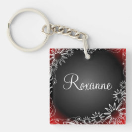 Persoonsnaam daisy floral red black sleutelhanger