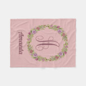 Persoonsnaam Floral Wreath Monogram A Fleece Deken (Voorkant (Horizontaal))