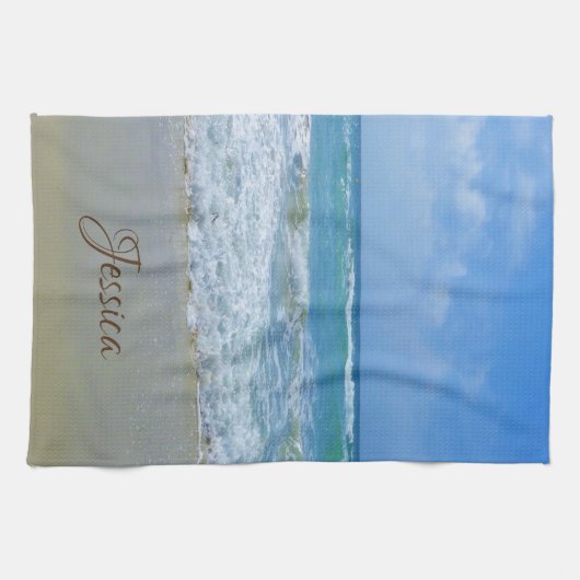 Persoonsnaam strand en Zee Theedoek (Horizontaal)